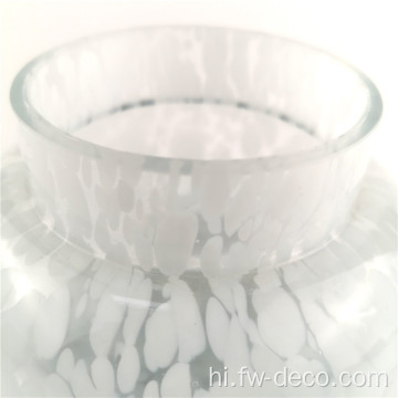 सफेद धब्बों के साथ नया डिजाइन ग्लास मोमबत्ती धारक